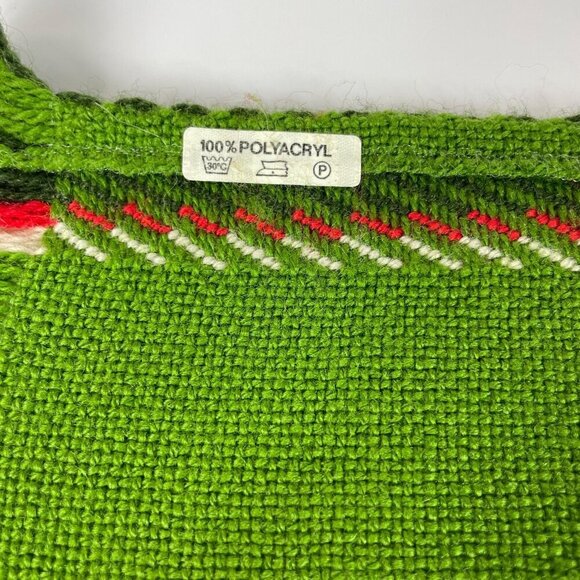 Vintage Green Polyacryl Heart & Snowflake Woven Tablerunner Bright Christmas - Picture 5 of 5